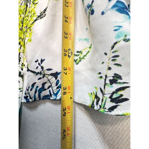 Worthington Womens Floral Mini A-Line Dress Size 16 White Ruffle Sleeves Pocket - Picture 8 of 14